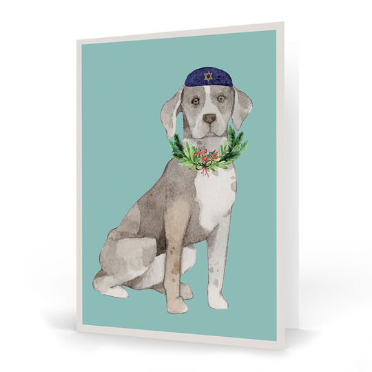 Chrismukkah Puppy Folded Holiday Cards